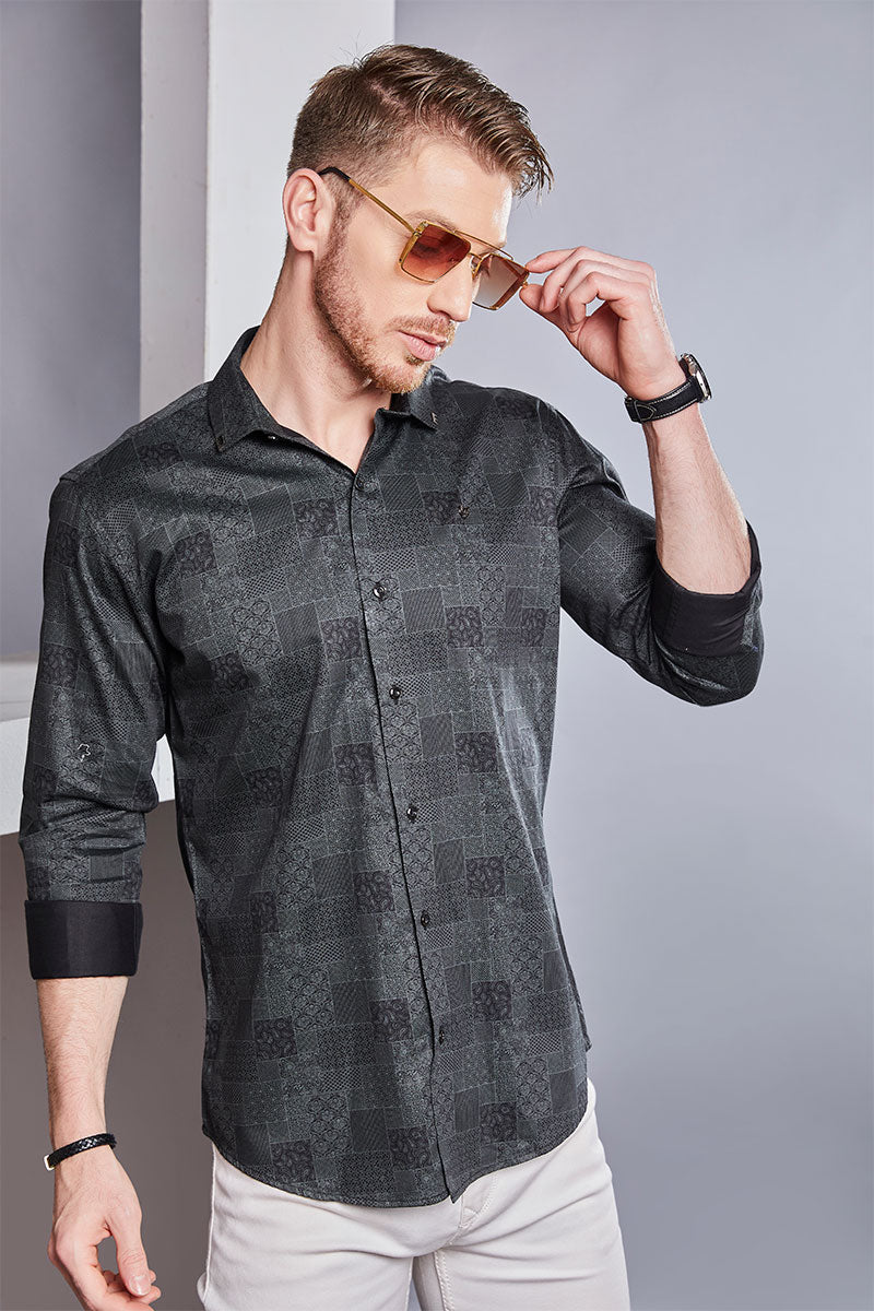 Cristian Black Checkered Print