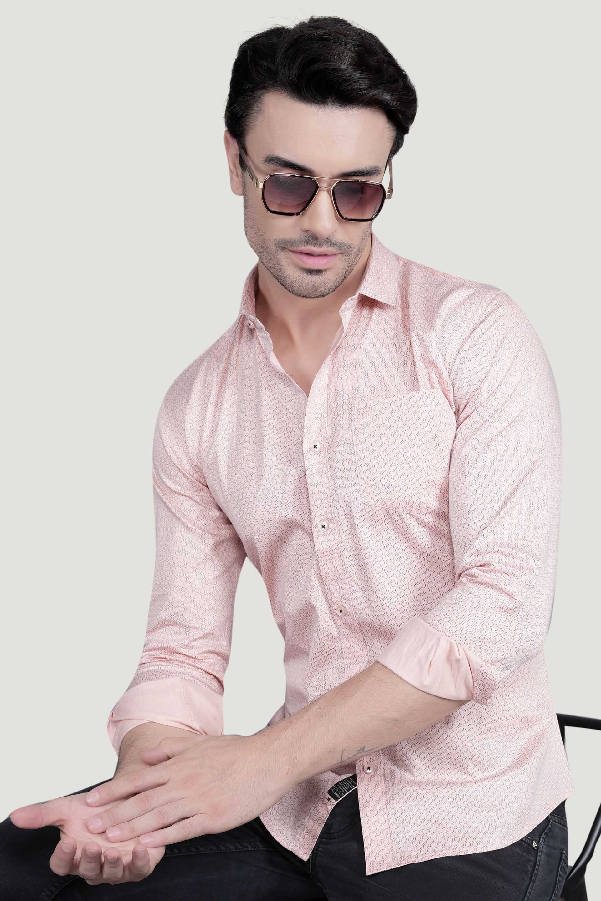 Fionn Pink Cotton Printed Shirt