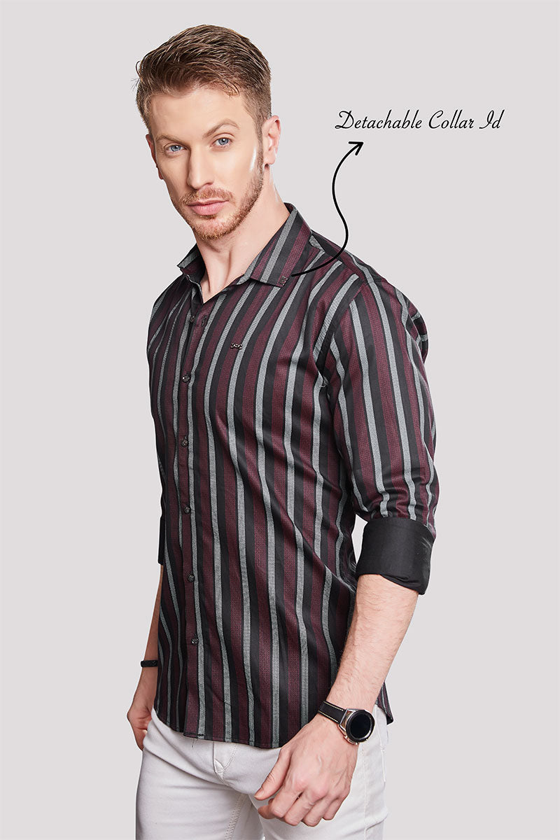 Gavriil Maroon Stripe Print