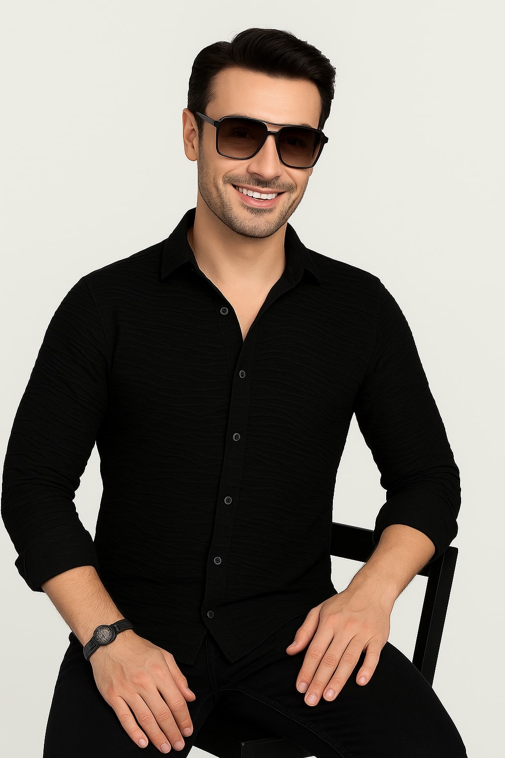 Noir Black Knitted Shirt
