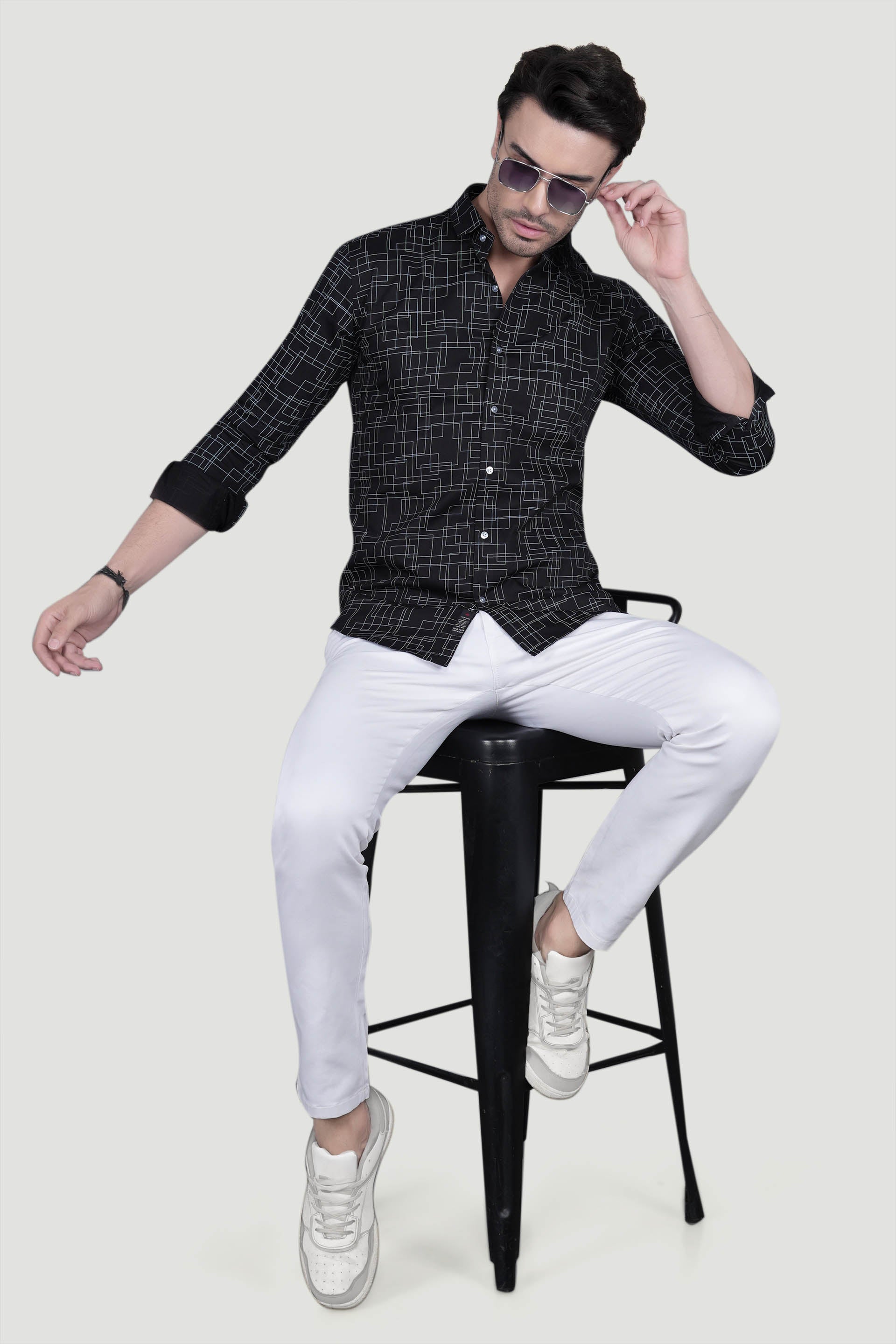 Julien Black Cotton Printed Shirt