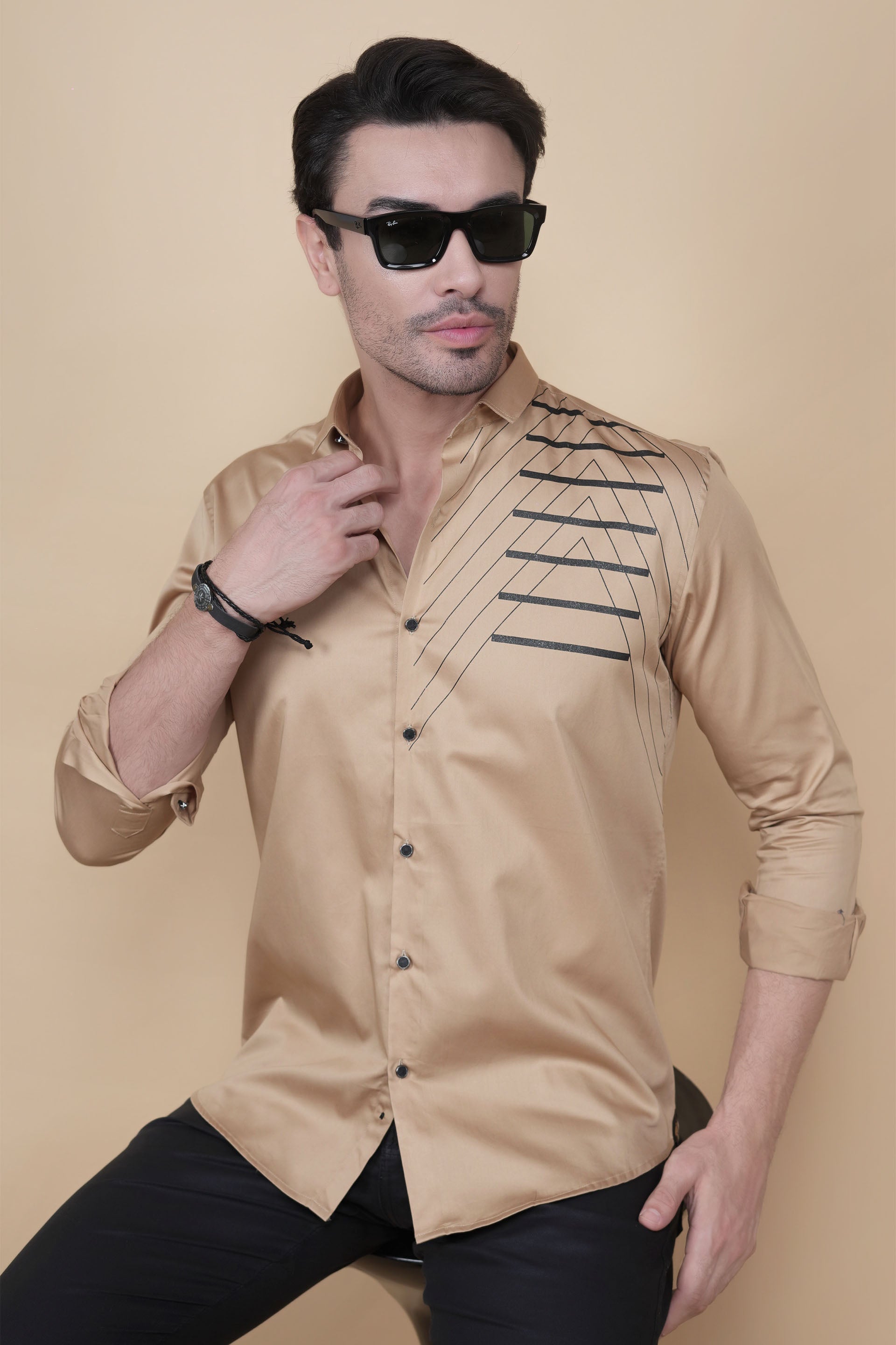 Girac Gold Cottton Solid Shirt