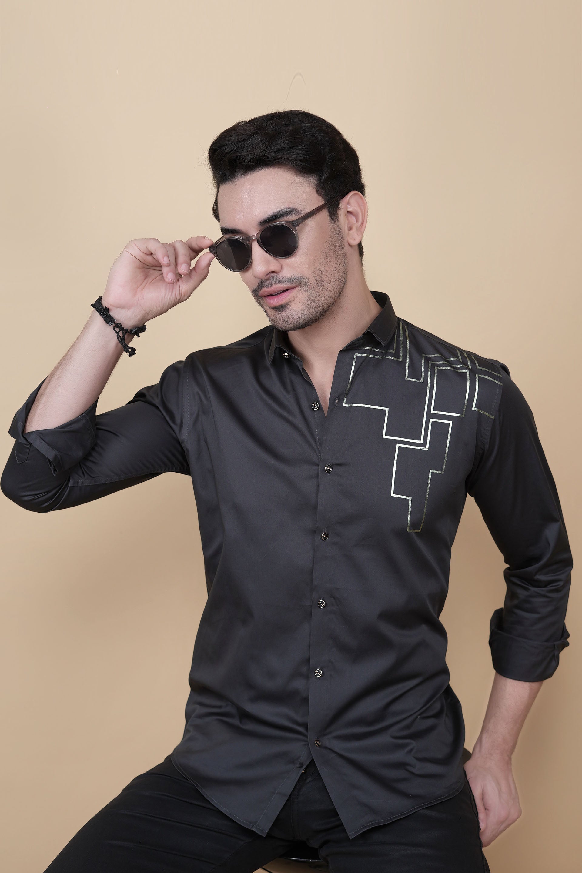 Edward Black Cotton Solid Shirt