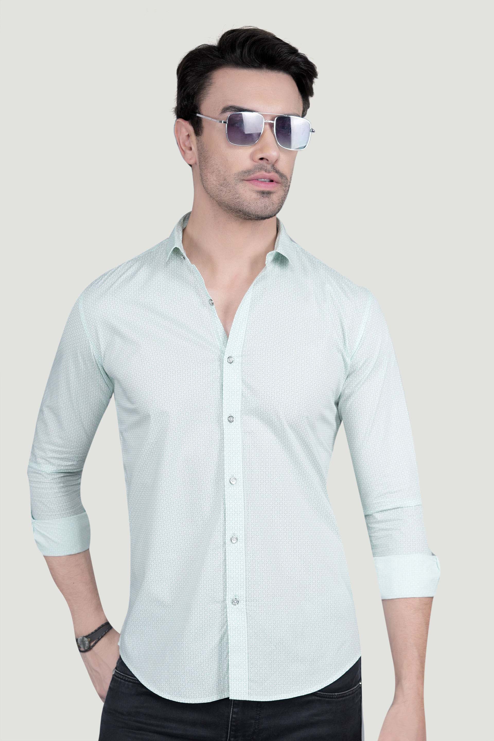 Rainer White Cotton Printed Shirt