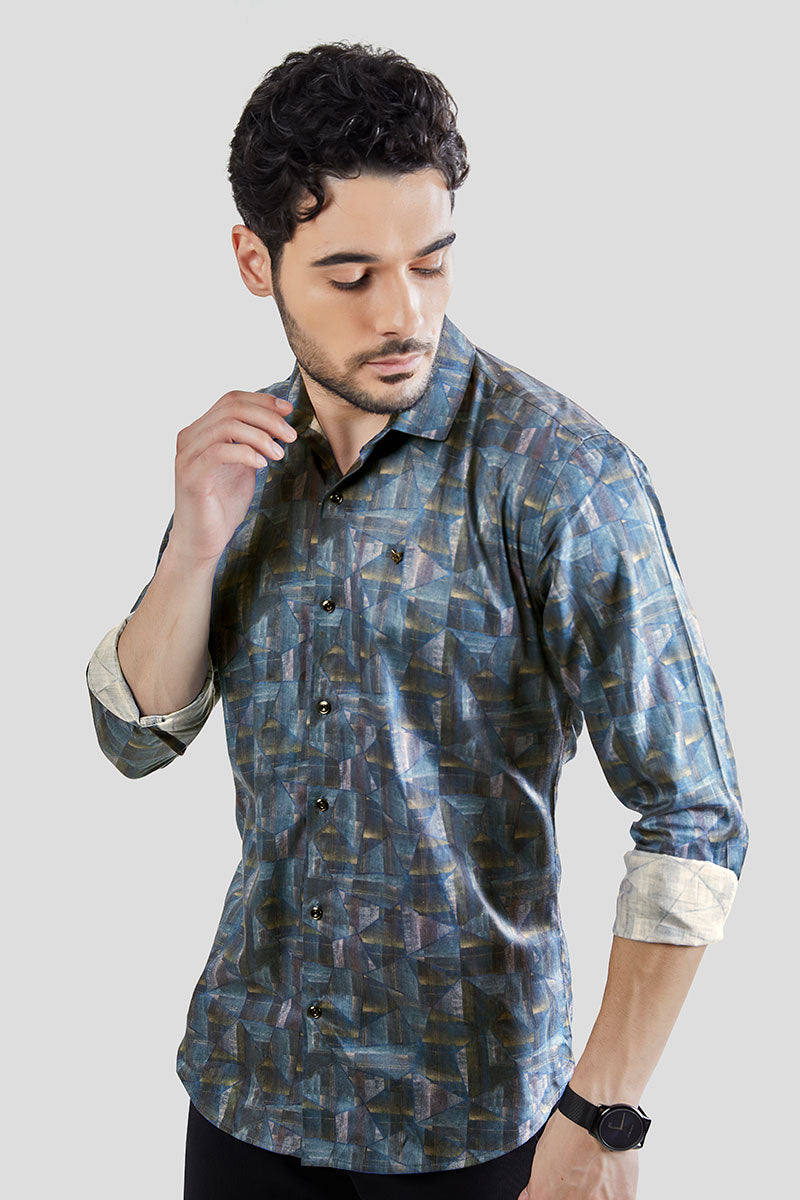 Lorenzo Blue Geometric Print