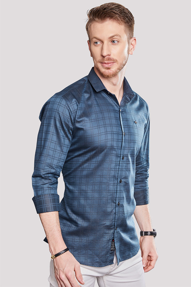 Alessio Blue Checkered Print