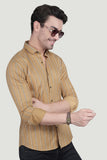 Pastel Orange Cotton Striped Shirt