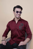 Dragon Maroon Cotton Solid Shirt