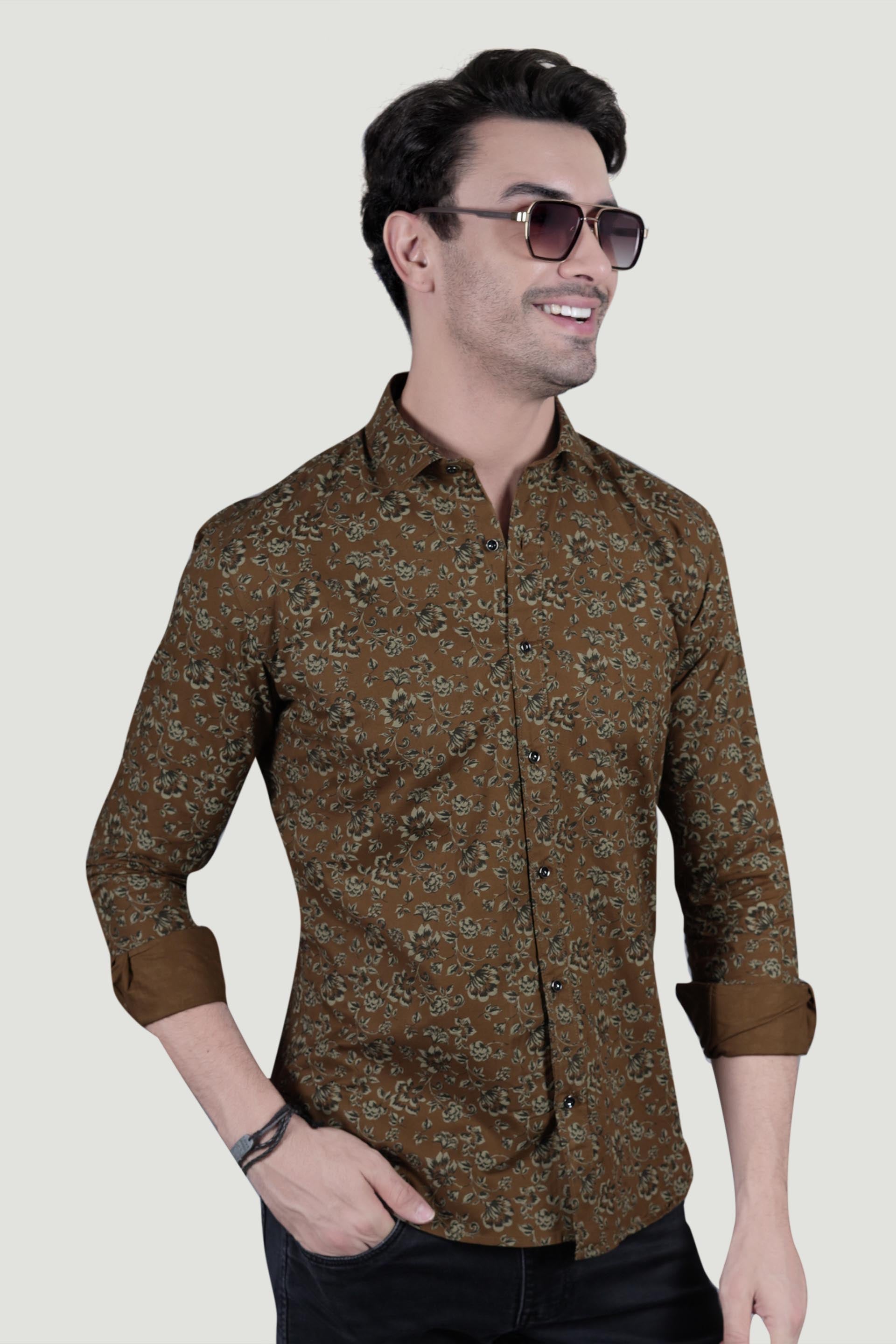 Oliver Brown Cotton Floral Printed Shirt