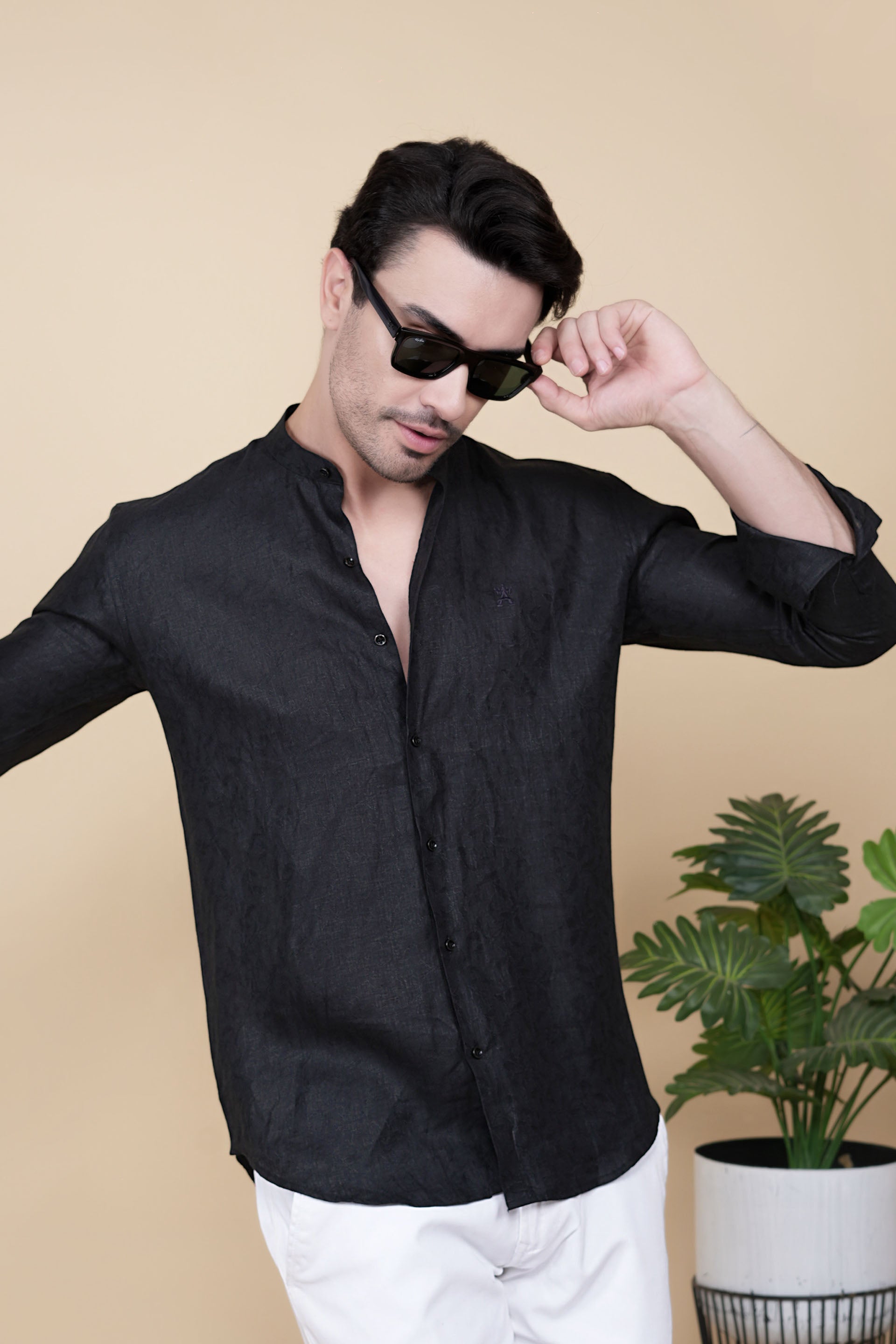 Carlos Black Linen Solid Shirt