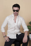 Naty Cream Linen Solid Shirt
