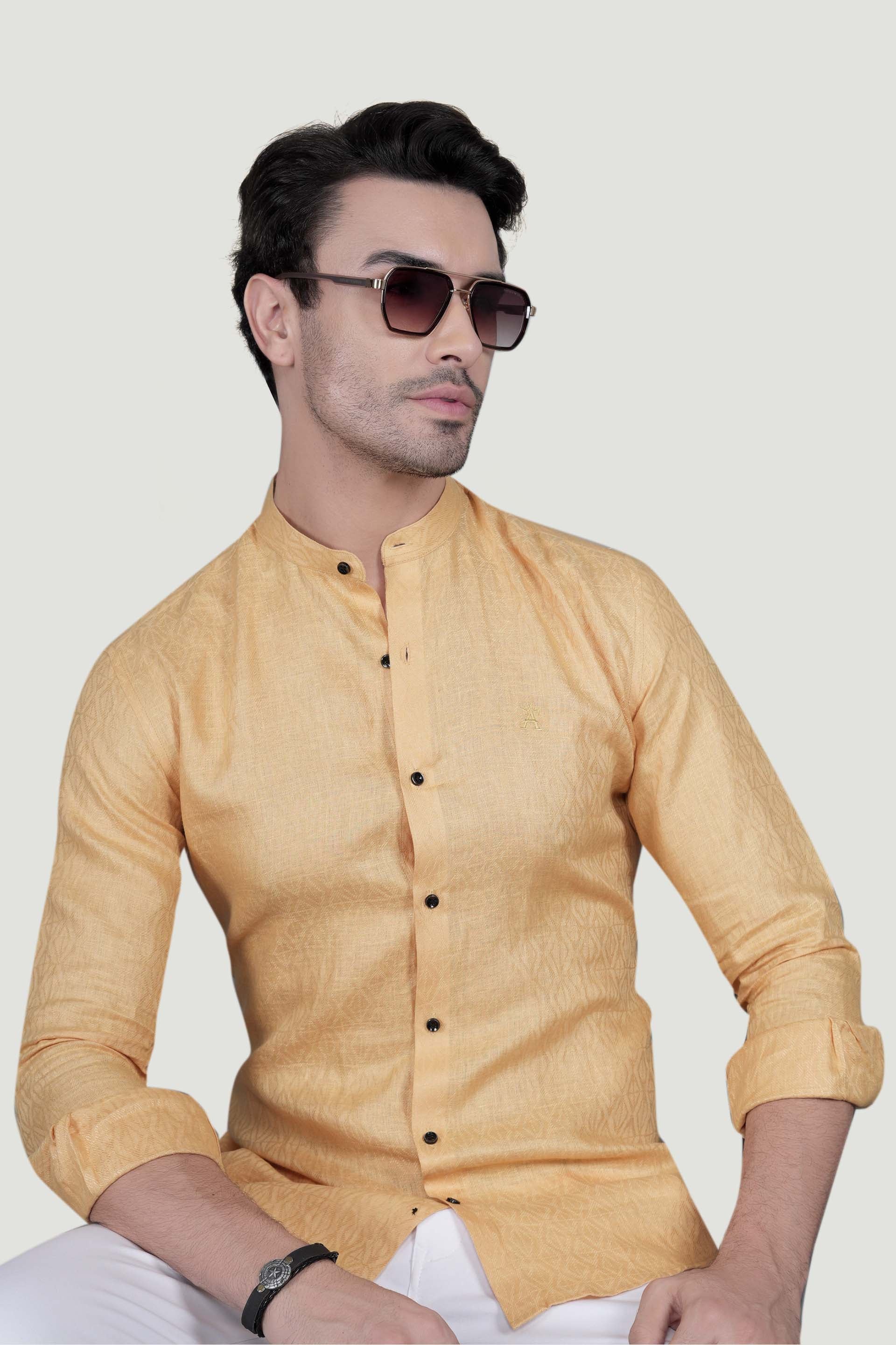 Sandor Orange Linen Solid Shirt