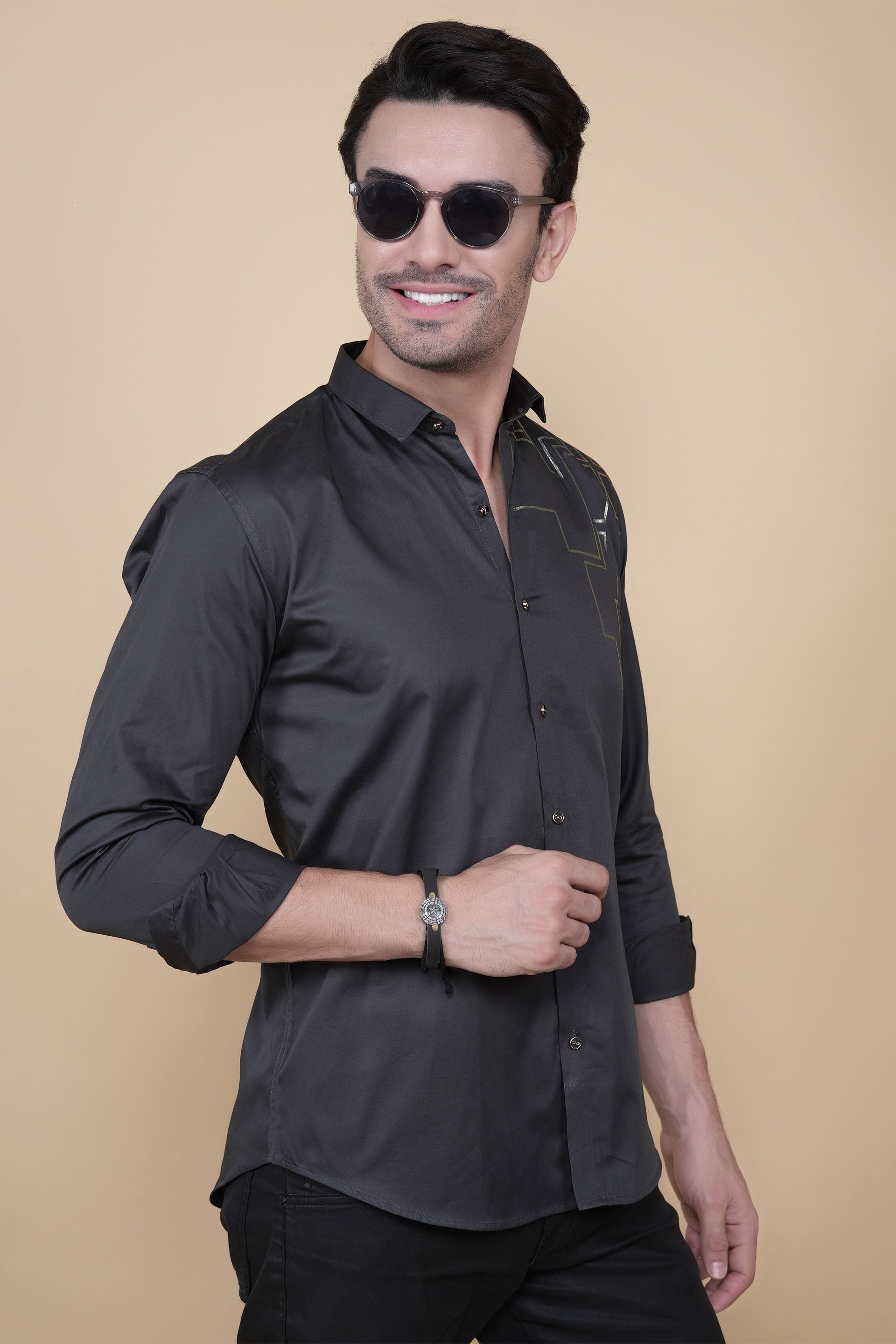 Edward Black Cotton Solid Shirt