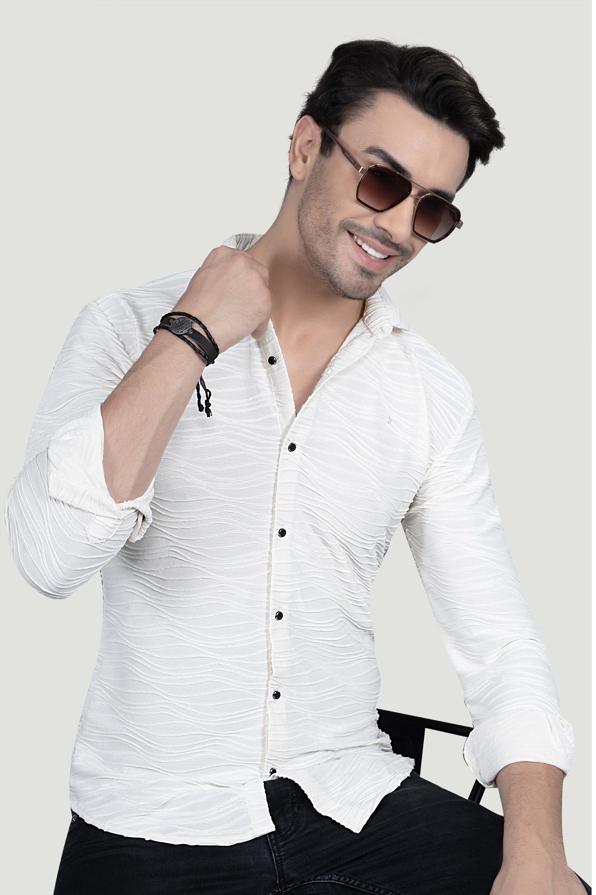 Anton White Knitted Shirt