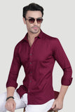 Viliam Maroon Cotton Solid Shirt