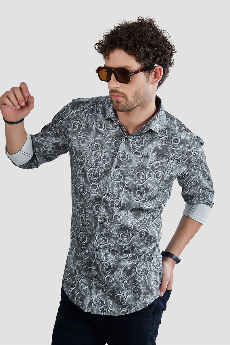 Emmanuel Grey Paisley Print