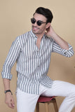 Danylo Grey Linen Striped Shirt