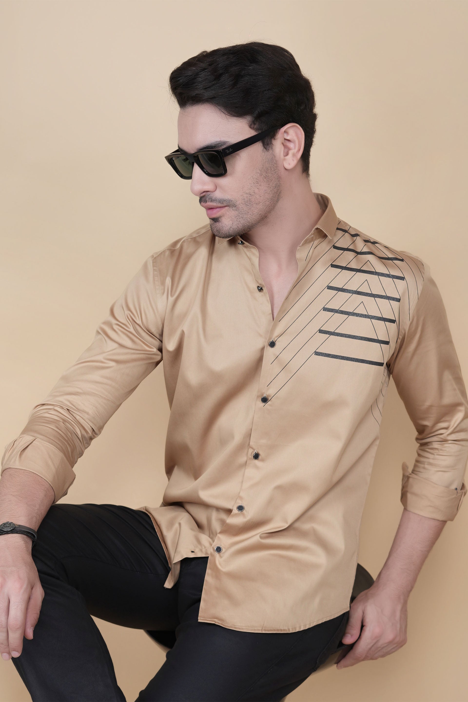 Girac Gold Cottton Solid Shirt