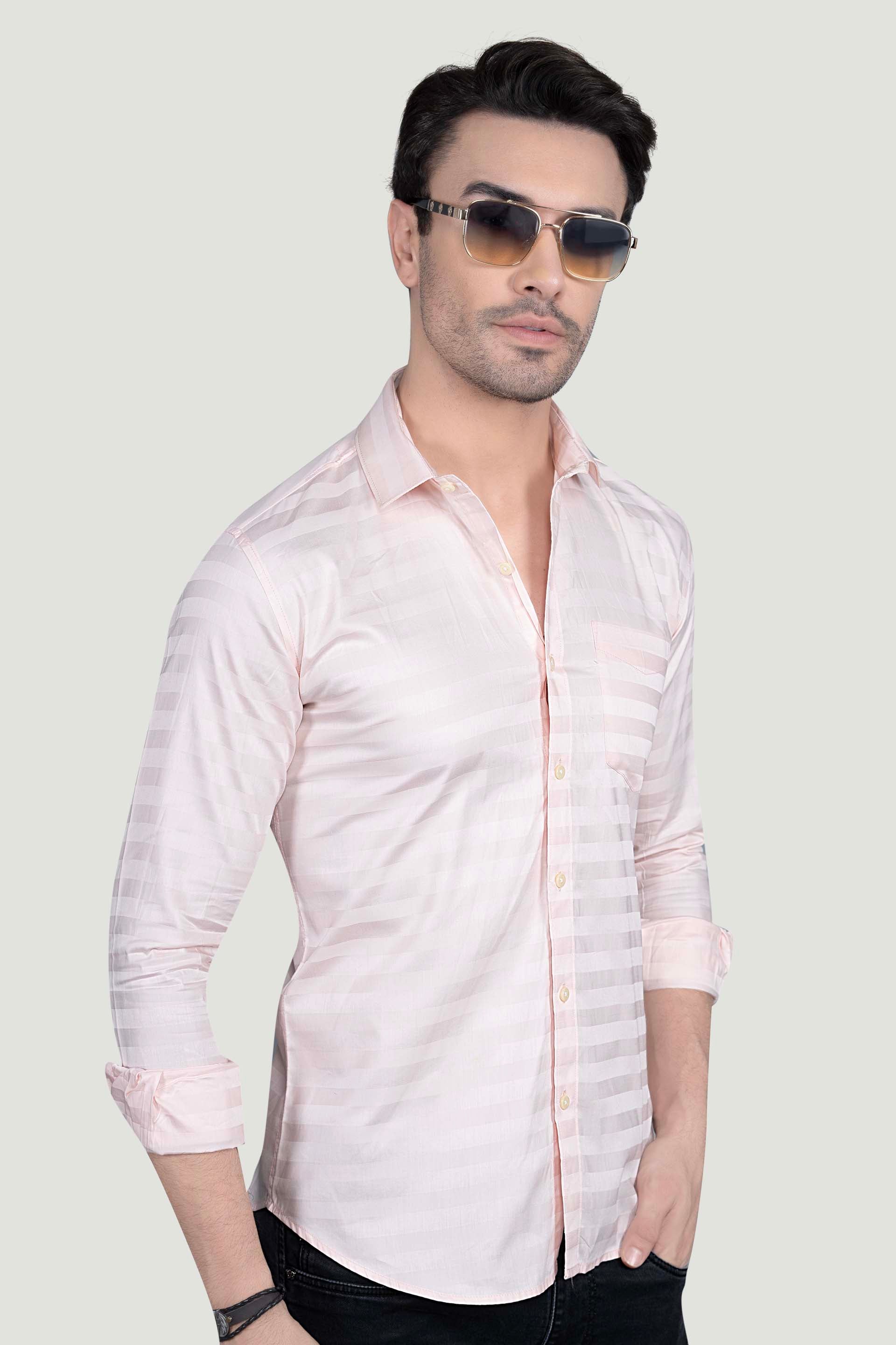 Daniel Pink Cotton Striped Shirt