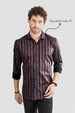 Albrecht Maroon-Grey Stripe Print