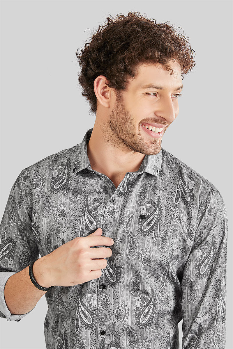 Felix Grey Paisley Print