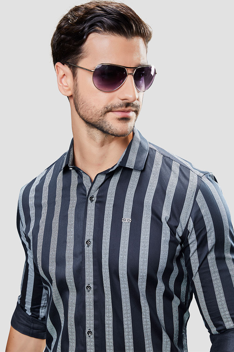 Stefano Blue Stripe Print