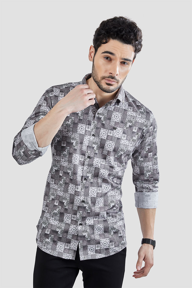 Spectre Grey Geometric Print