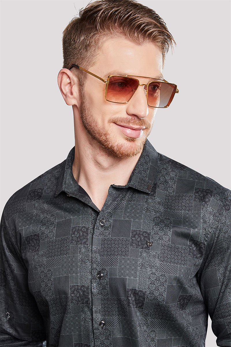 Cristian Black Checkered Print