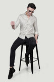 Simon Cream Cotton Printed Shirt