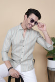 Ilya Grey Linen Striped Shirt
