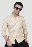 Eirik Cream Cotton Printed Shirt