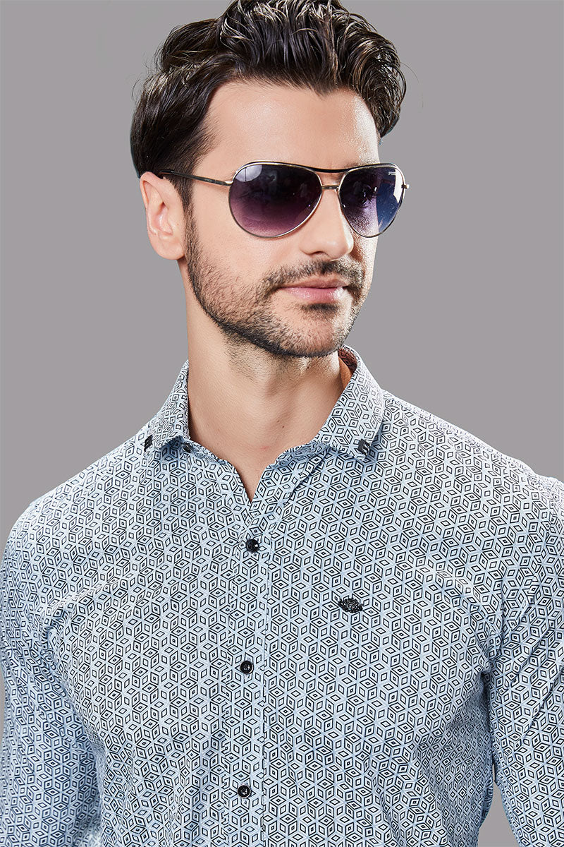 Marvin Blue Geometric Print