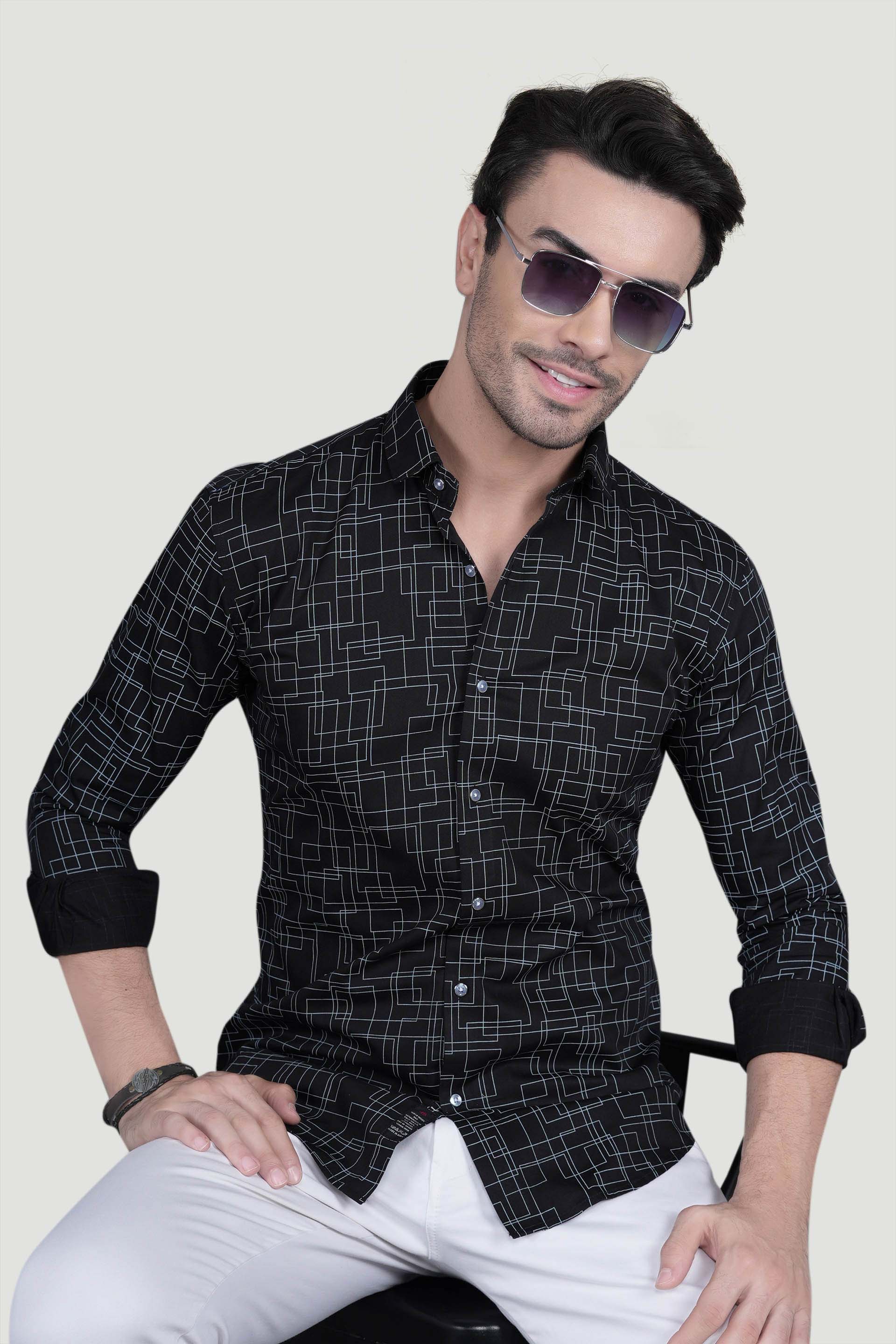 Julien Black Cotton Printed Shirt