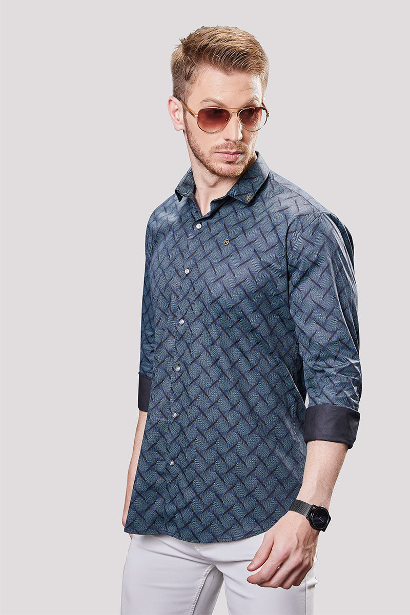 Chistian Navy Blue Checkered Print