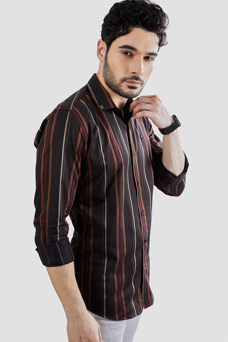 Ayden Maroon Stripe Print