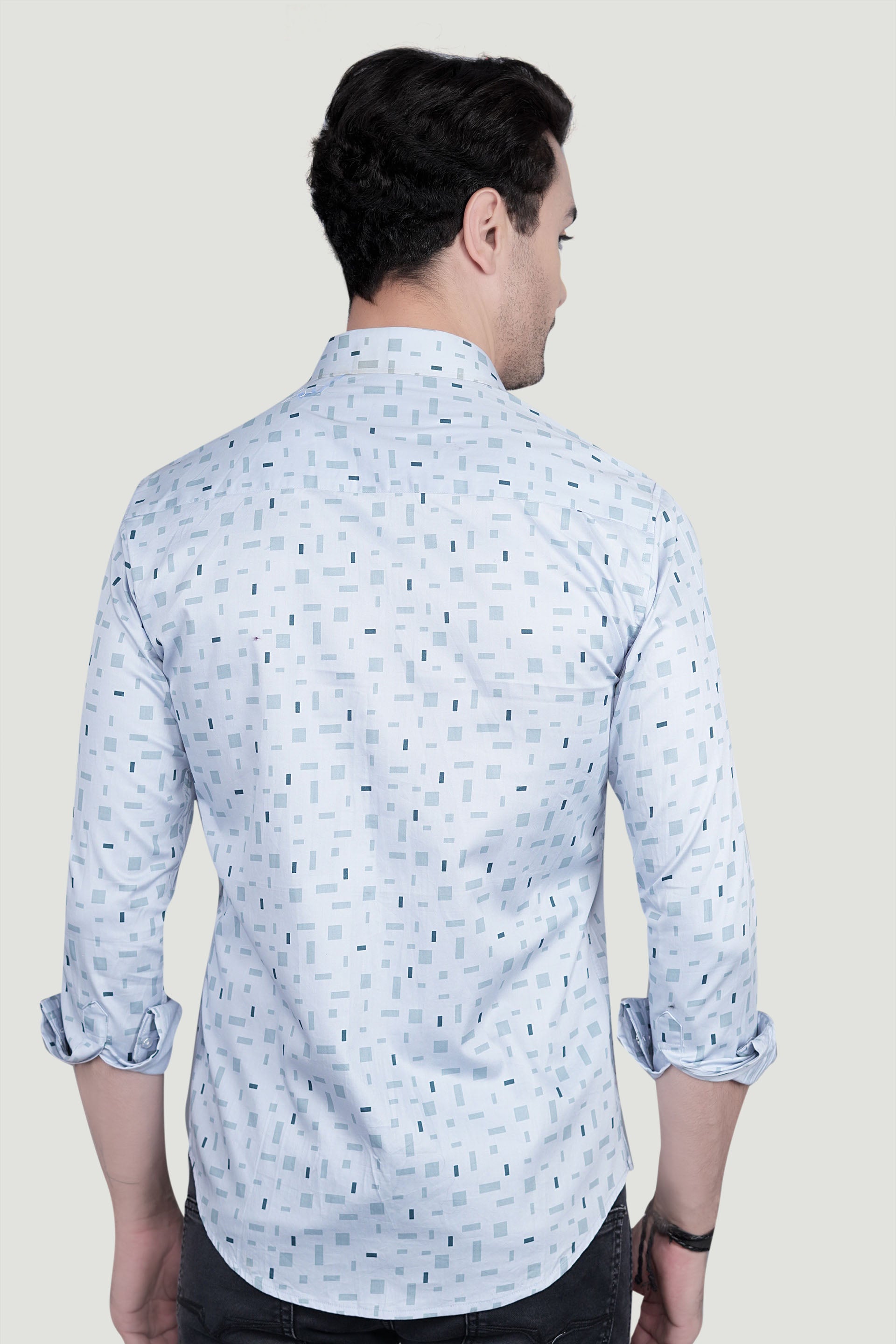 Nikol Light Blue Cotton Printed Shirt