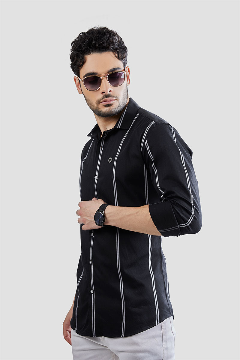 Tarek Black Stripe Print