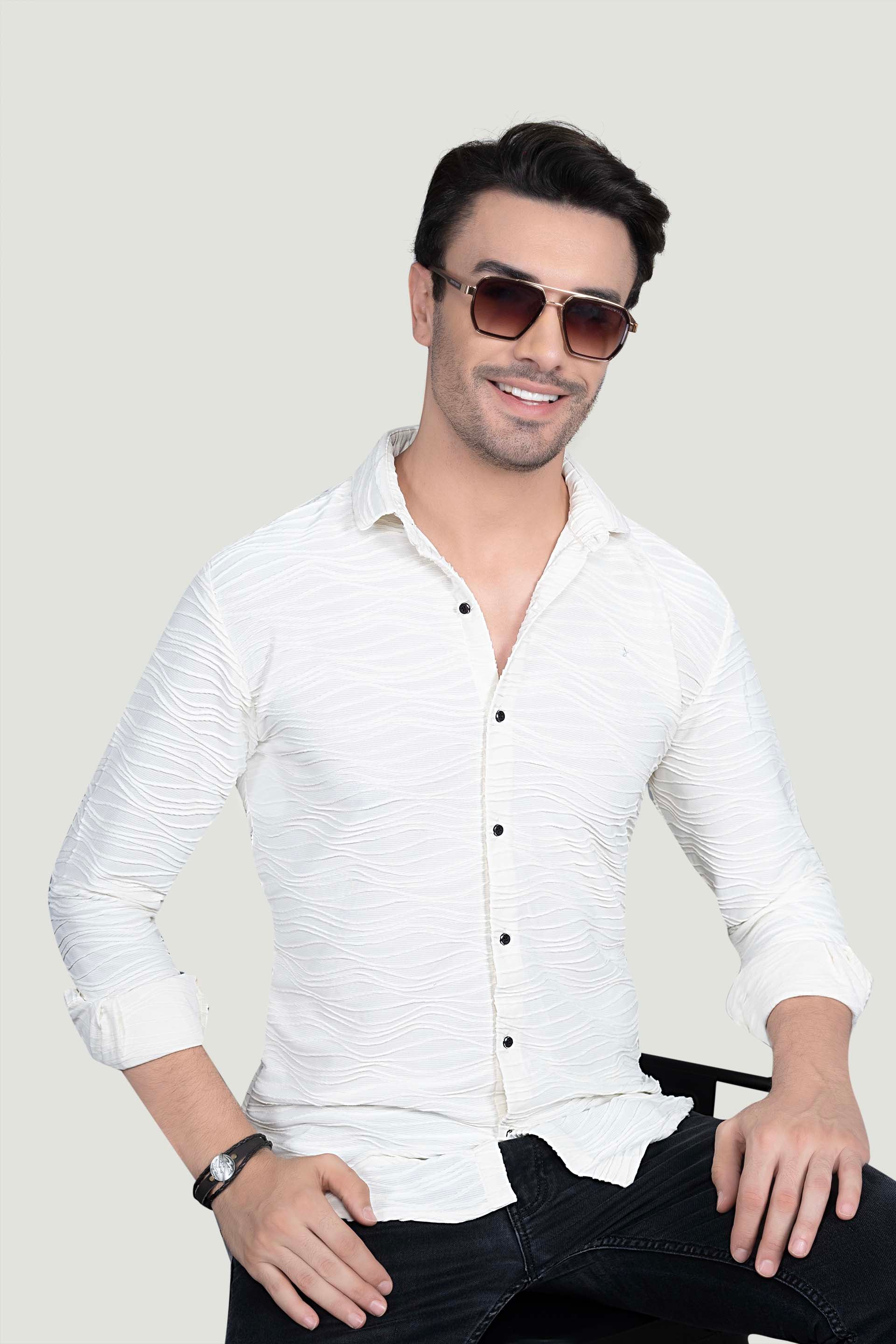 Anton White Knitted Shirt