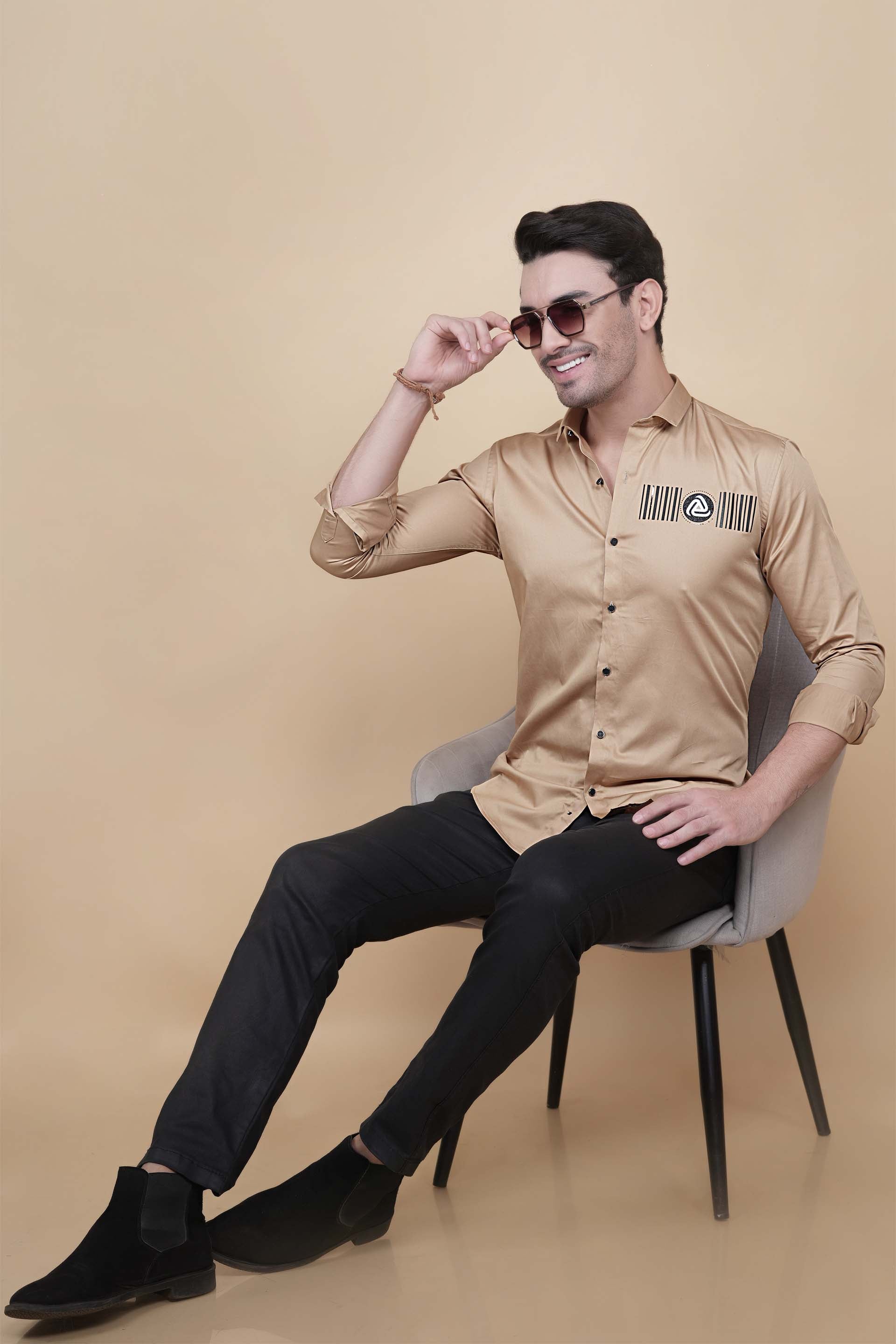 Gebby Gold Cottton Solid Shirt