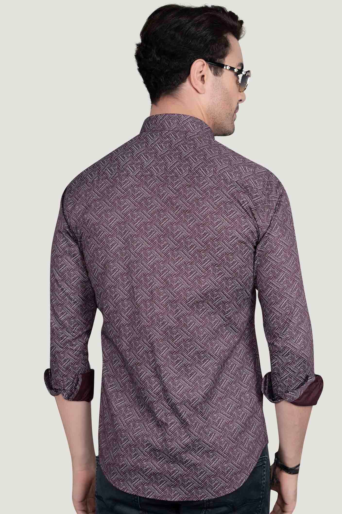 Nils Maroon Cotton Printed Shirt