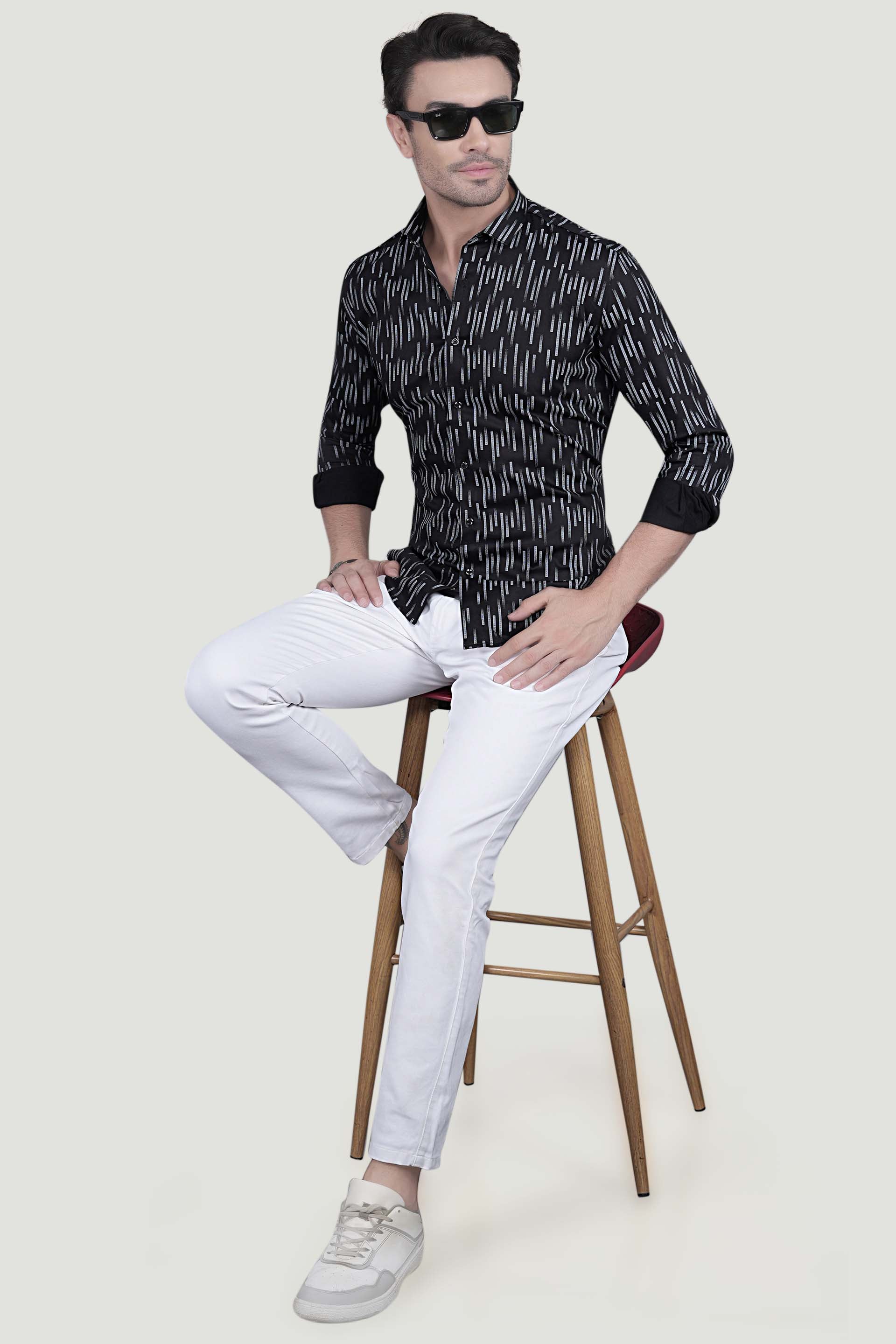 Albert Black Cotton Printed Shirt