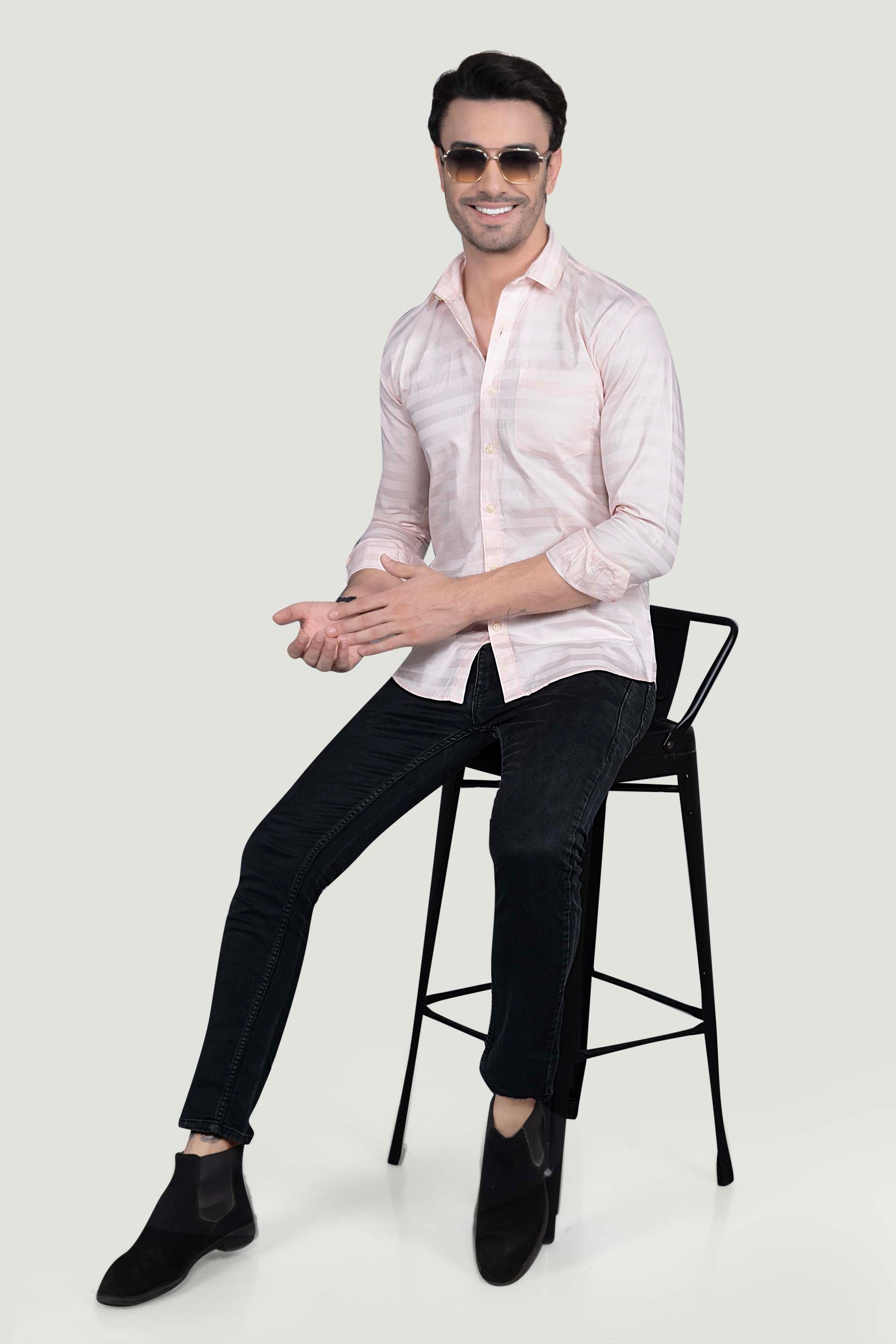 Daniel Pink Cotton Striped Shirt