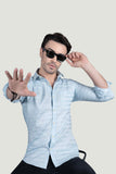 Alaric Light Blue Cotton Striped Shirt