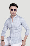 Noel Grey Cotton Striped Shirt