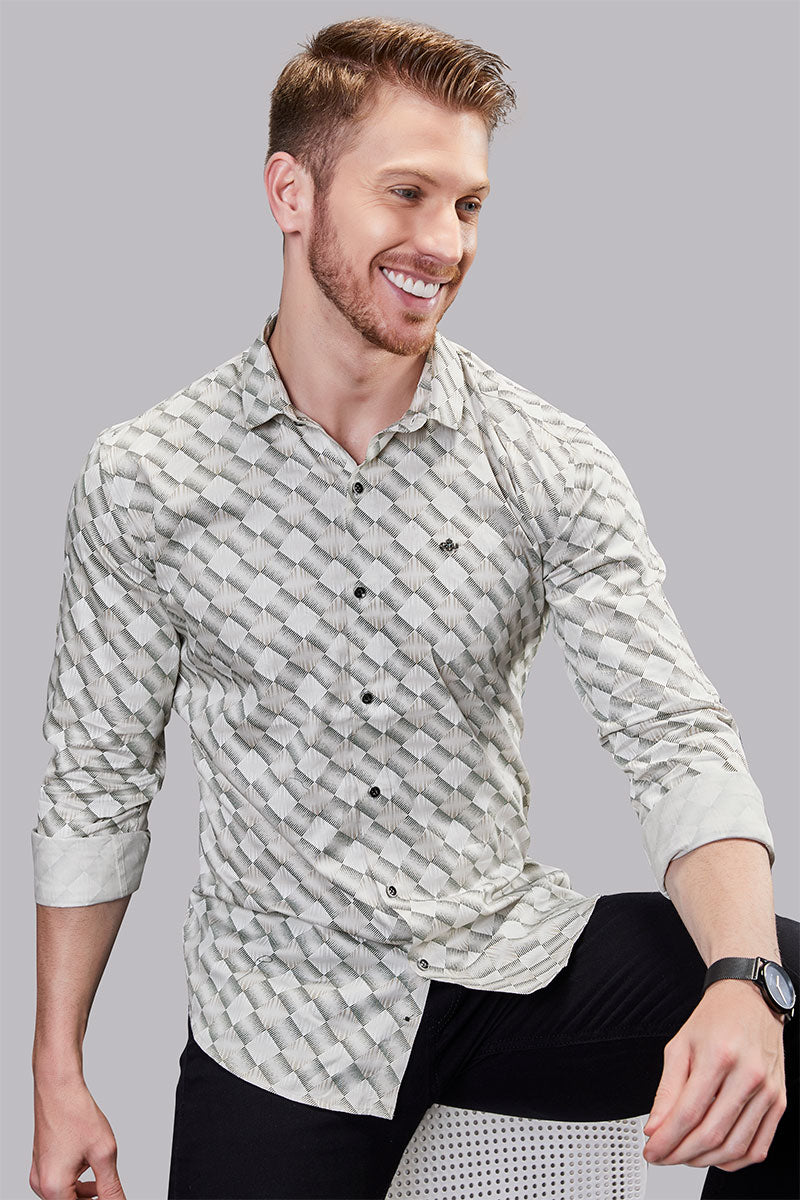 Ethan Grey Checkered Print