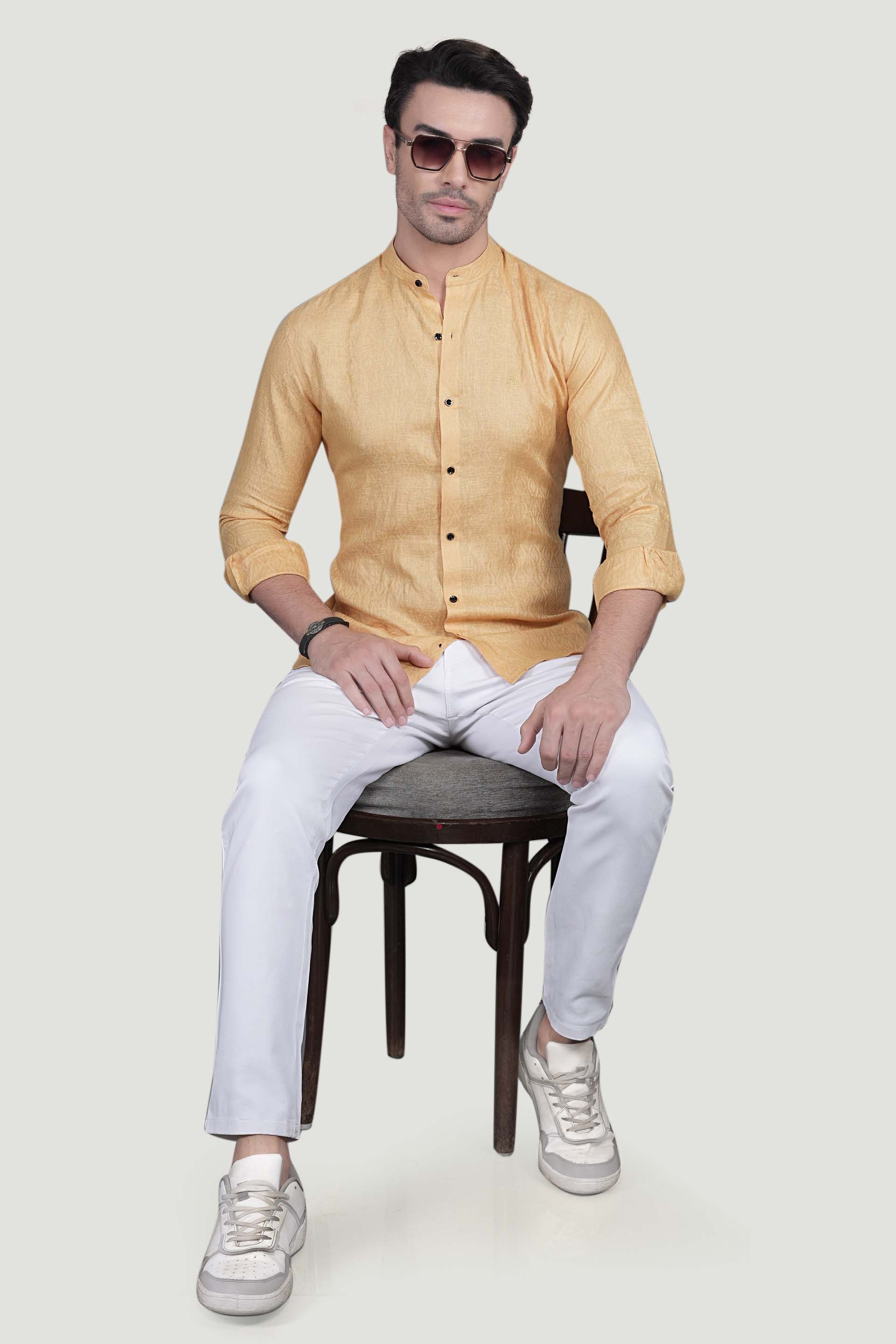 Sandor Orange Linen Solid Shirt