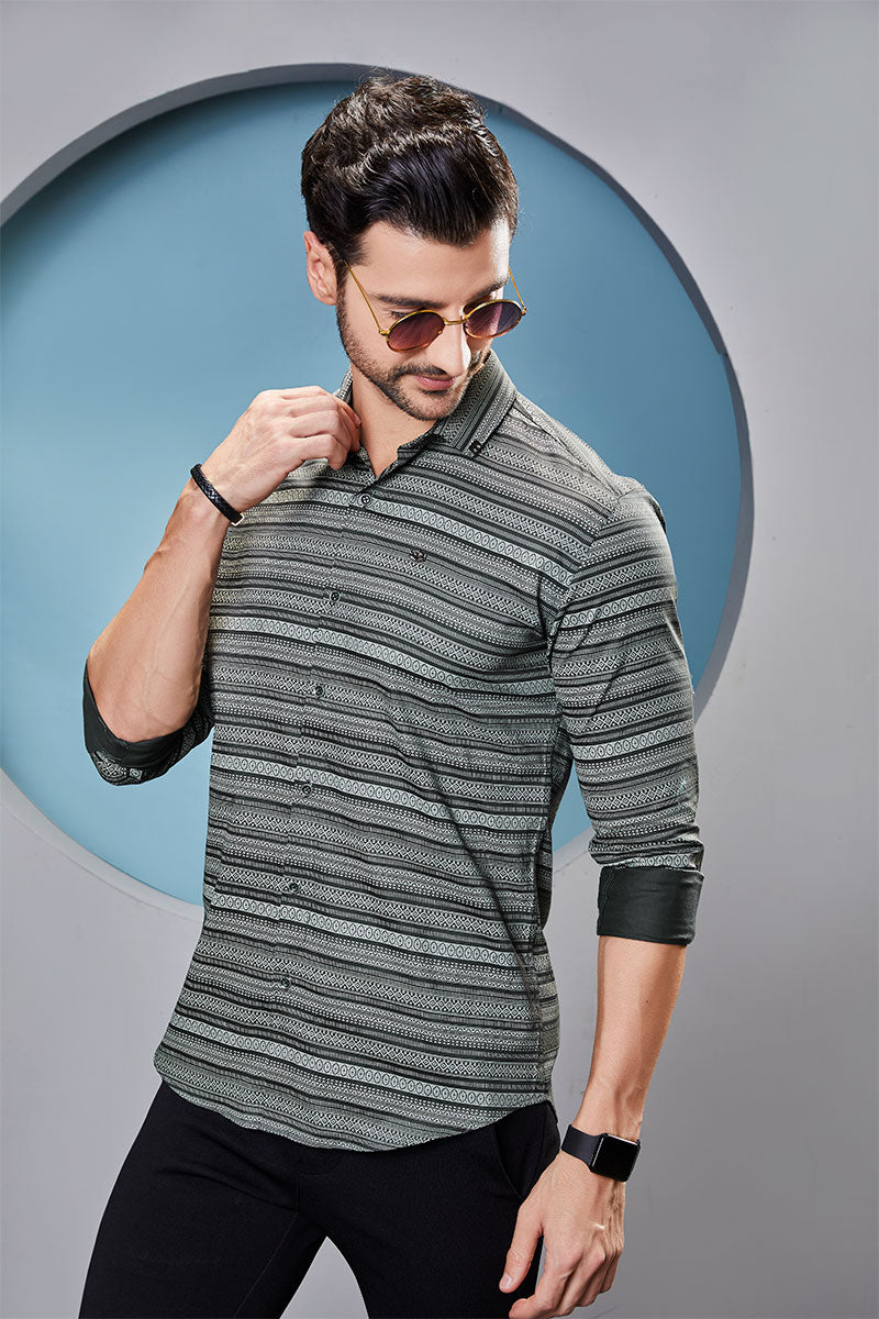 Destin Grey Stripe Print