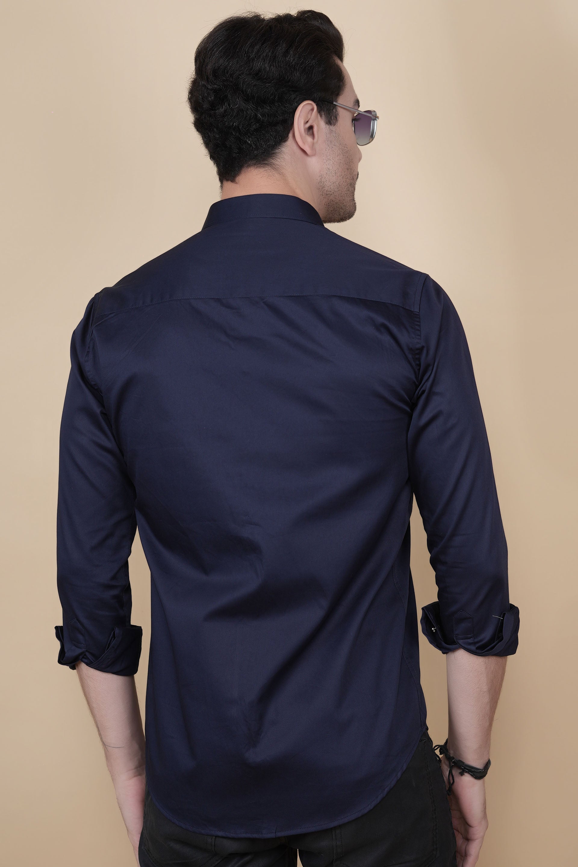 Alory Purple Cotton Solid Embroidery Shirt