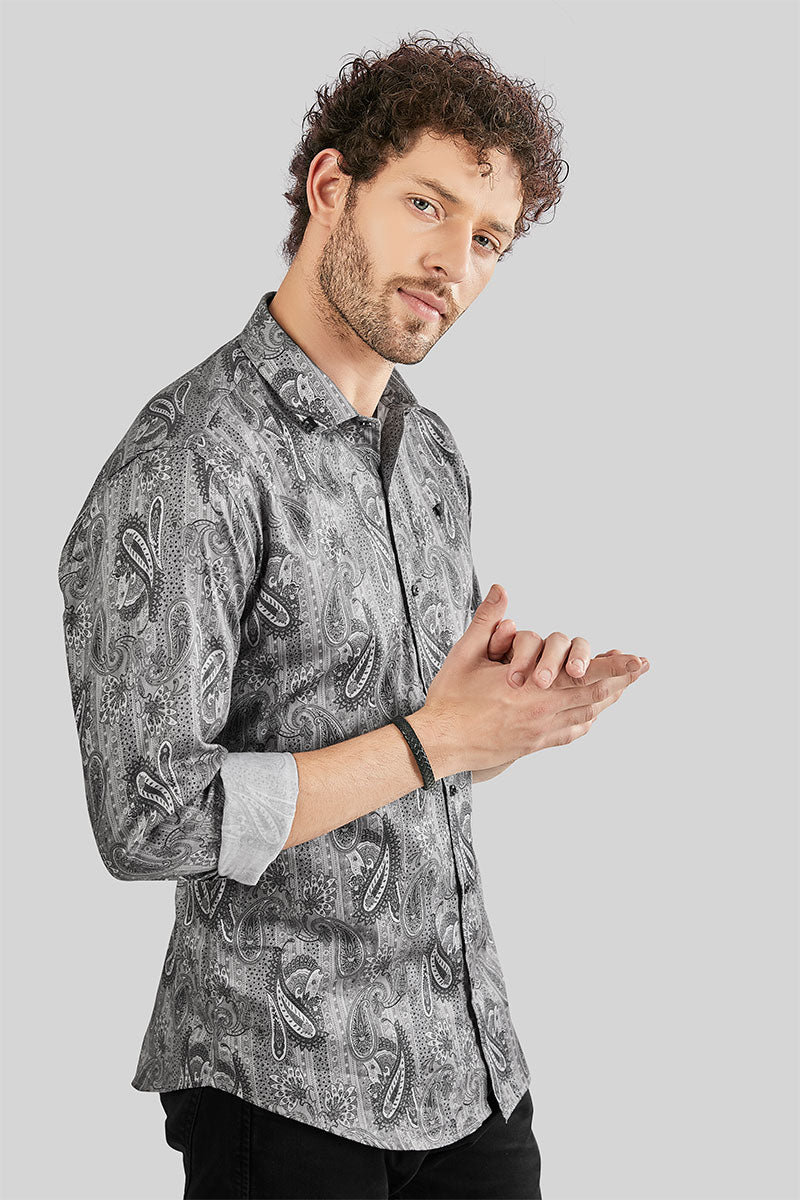 Felix Grey Paisley Print