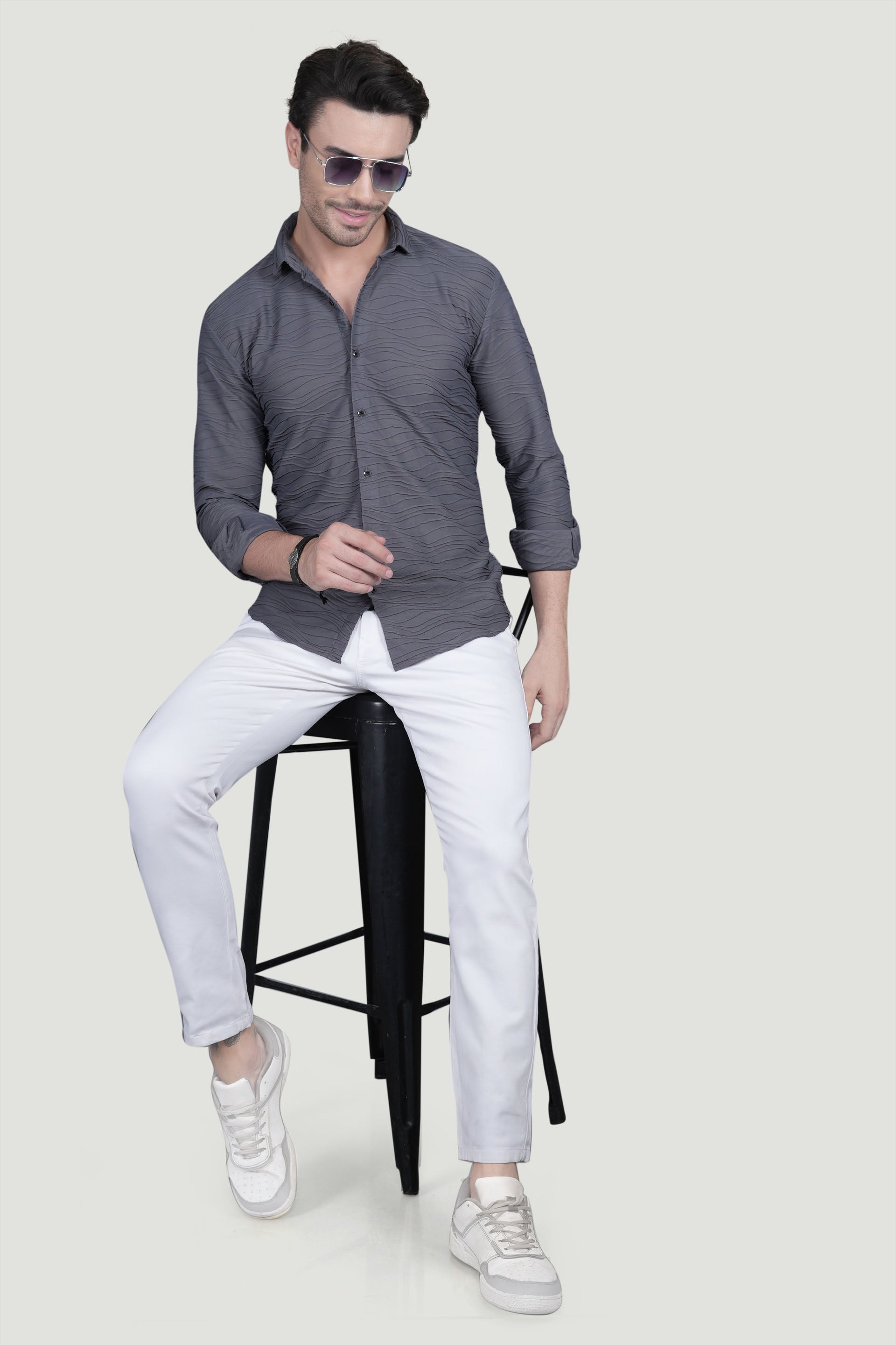 Albin Grey Knitted Shirt